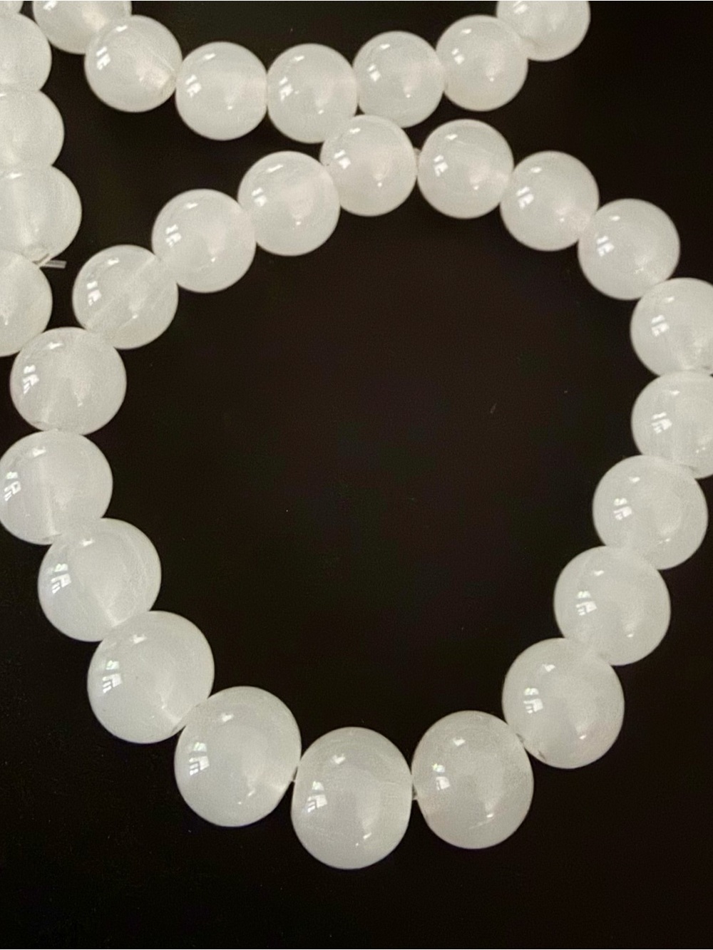 Set of 3 - 10mm White Glass Beads Stretch Bracelets - Picture 4 of 6